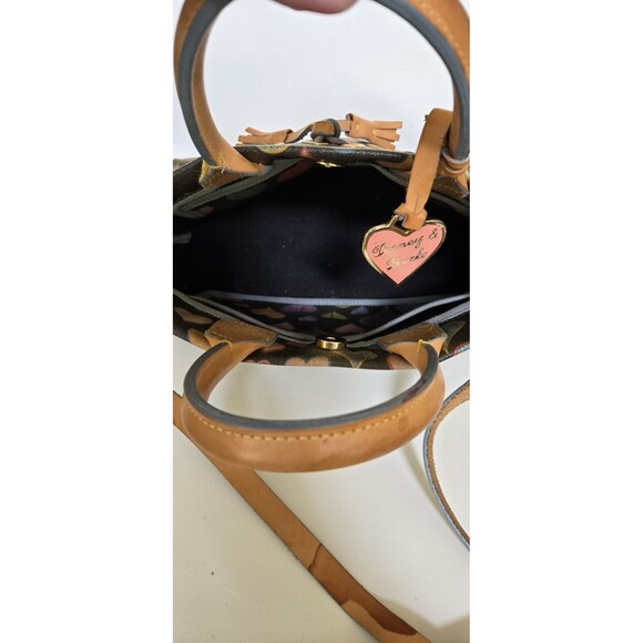 Dooney & Bourke Multicolored Hearts Print Tassel Tote Dual Leather Straps USA - Picture 11 of 12